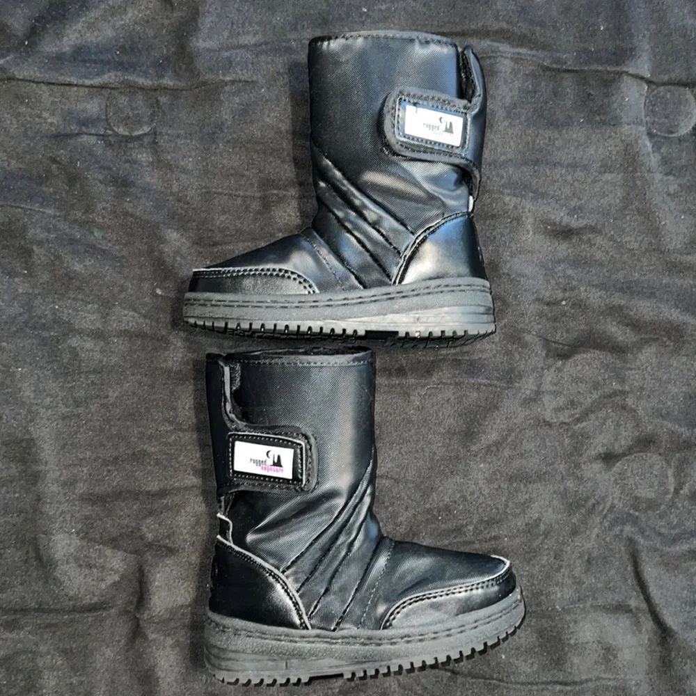 RUGGED EXPOSURE YOUTH KIDS BLACK SNOW BOOTS WITH VELCRO CLOSING - WINTER BOOTS